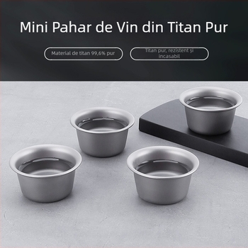 Set de ceai din titan pur pentru exterior: ceașcă mică de vin cu un singur strat și set Kung Fu