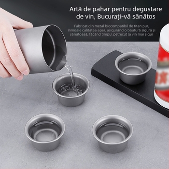 Set de ceai din titan pur pentru exterior: ceașcă mică de vin cu un singur strat și set Kung Fu