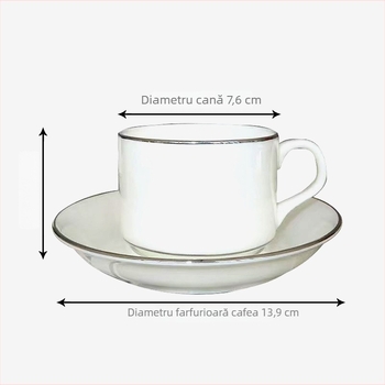 Set de cafea cu ceașcă și farfurioară, în stil nordic, cu aurire în stil austriac, margine argintie, pentru ceaiul de după-amiază