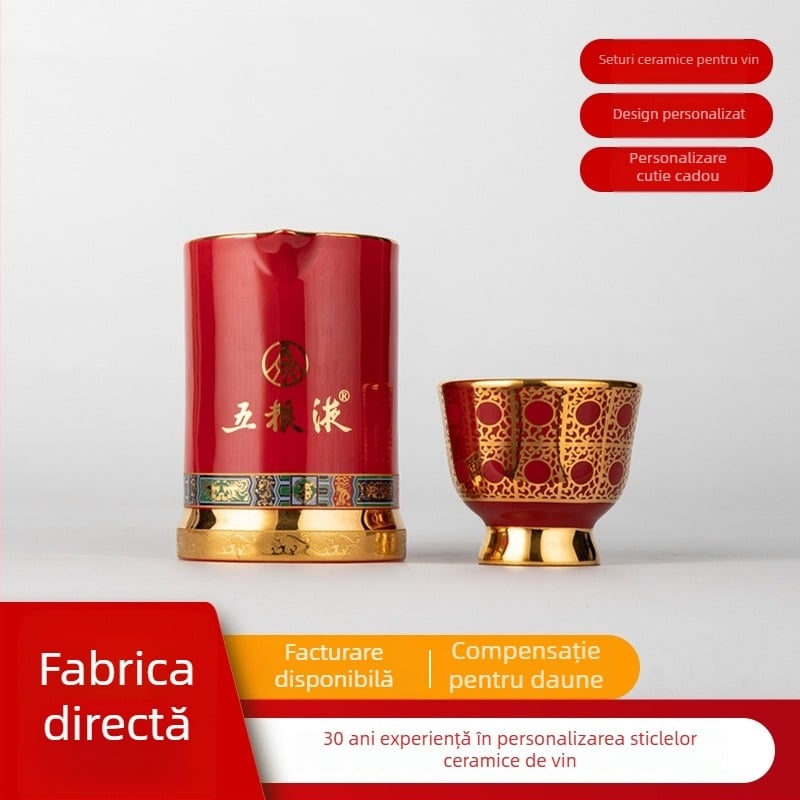Sticle de vin din porțelan, accesorii pentru vin și borcane – stil chinez premium