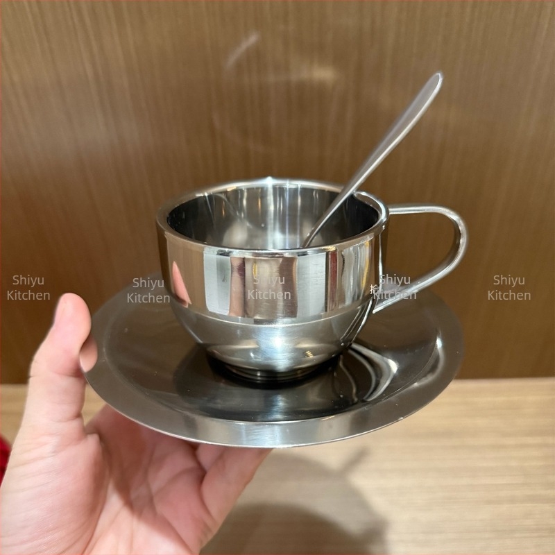 Set de cafea din oțel inoxidabil 304: ceașcă de espresso, ceașcă de lapte, ceașcă de extracție și ceașcă de măsurare în unci