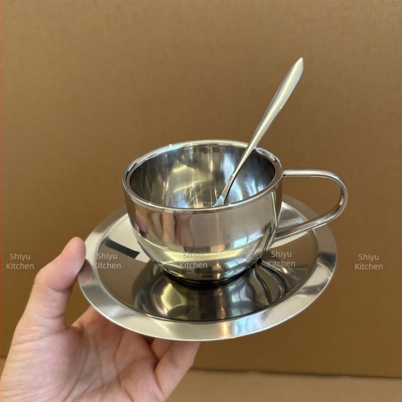 Set de cafea din oțel inoxidabil 304: ceașcă de espresso, ceașcă de lapte, ceașcă de extracție și ceașcă de măsurare în unci