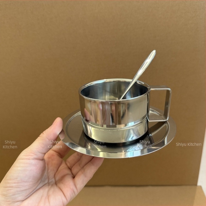 Set de cafea din oțel inoxidabil 304: ceașcă de espresso, ceașcă de lapte, ceașcă de extracție și ceașcă de măsurare în unci