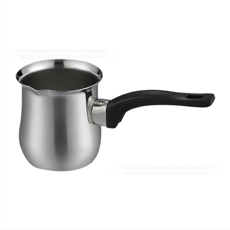 Set de cafea din oțel inoxidabil, trei piese: ceașcă de lapte și oală de lapte