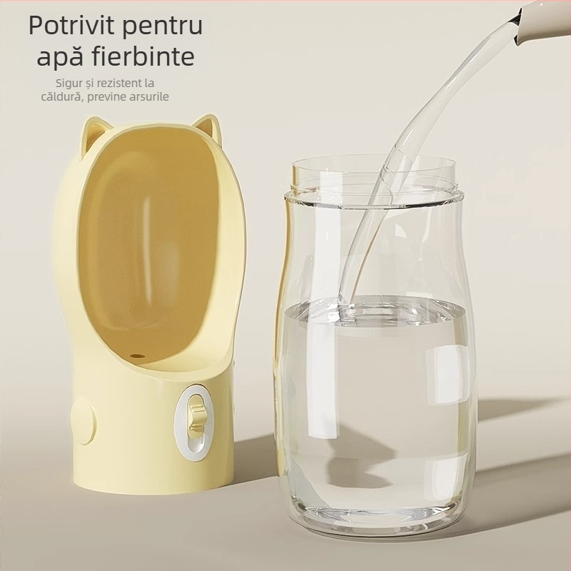 Huayuan Hoopet Sticlă de apă pentru câini — Cană de călătorie portabilă cu apă și hrană integrate pentru plimbări