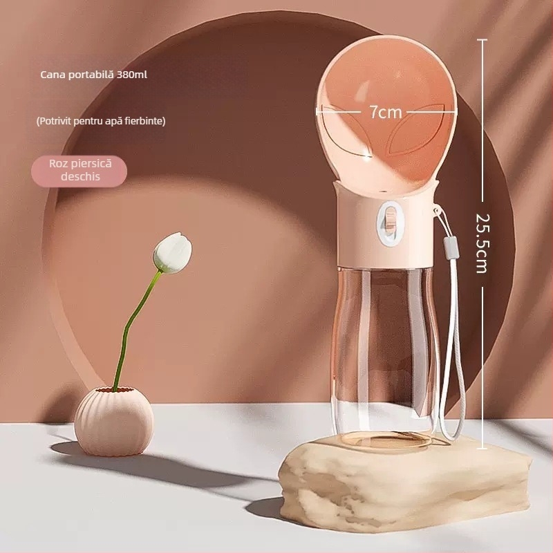 Huayuan Hoopet Sticlă de apă pentru câini — Cană de călătorie portabilă cu apă și hrană integrate pentru plimbări