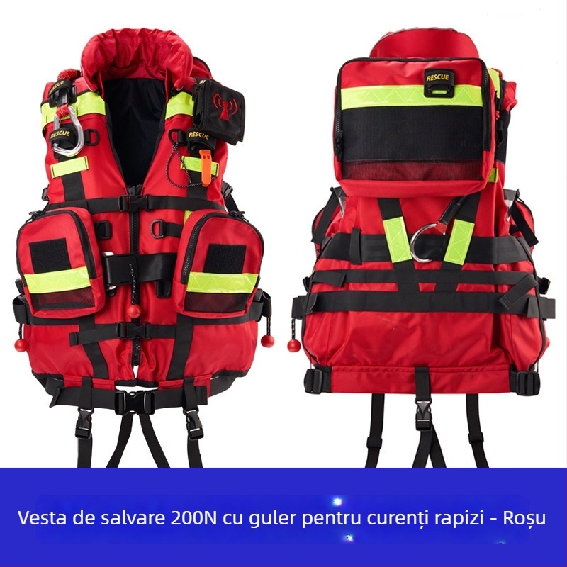 Vestă de salvare cu plutire ridicată pentru intervenții în ape, 200N, echipament de salvare pentru situații de urgență la inundații