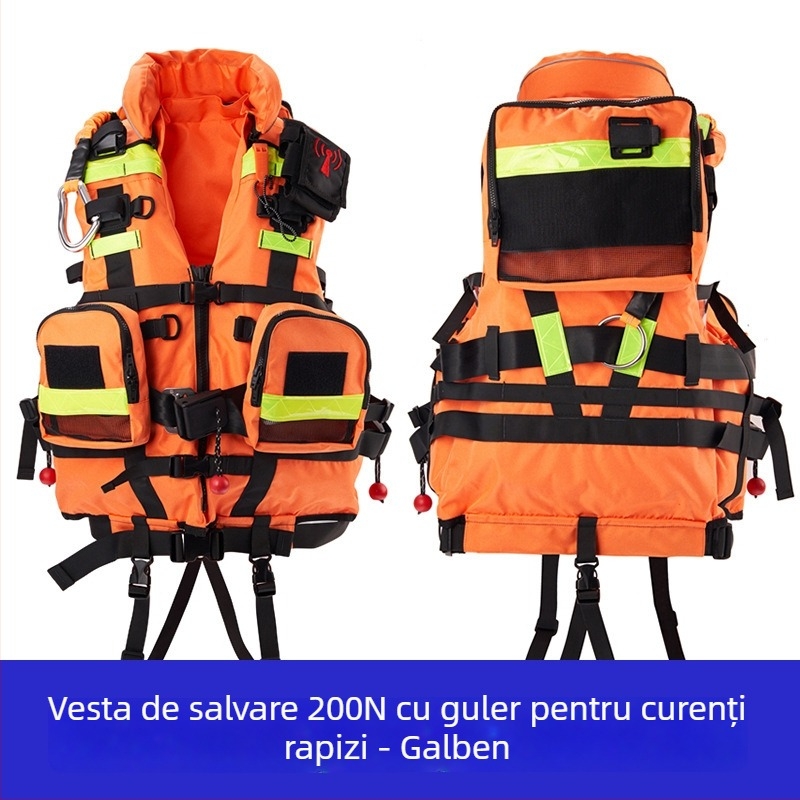 Vestă de salvare cu plutire ridicată pentru intervenții în ape, 200N, echipament de salvare pentru situații de urgență la inundații