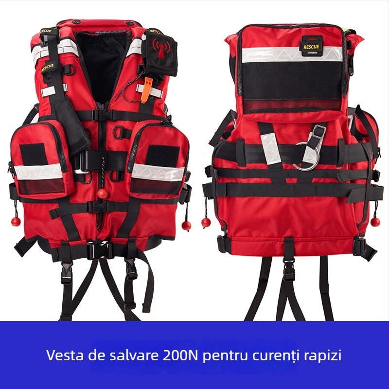 Vestă de salvare cu plutire ridicată pentru intervenții în ape, 200N, echipament de salvare pentru situații de urgență la inundații