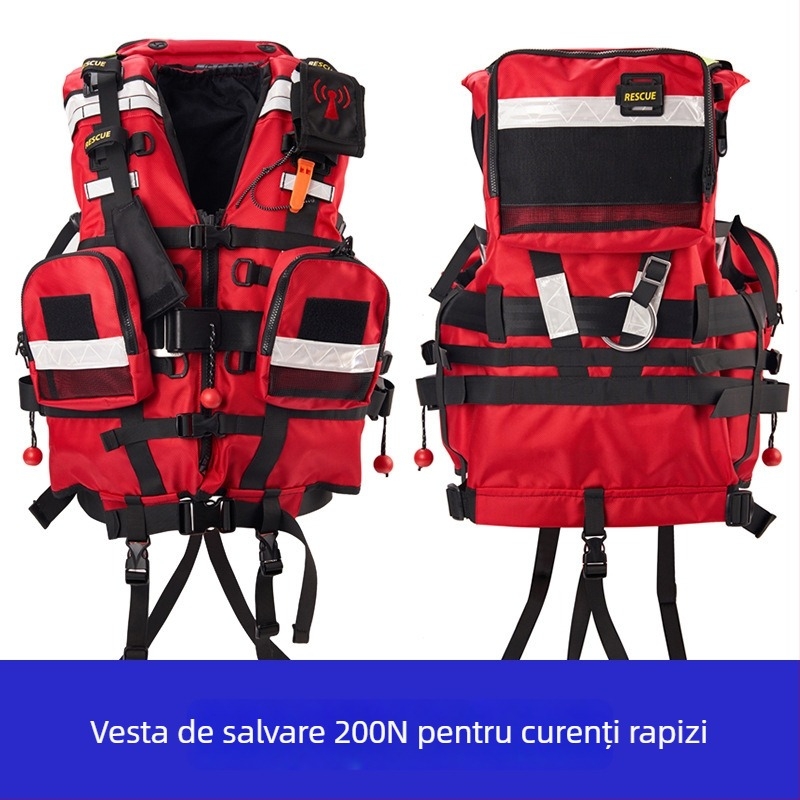 Vestă de salvare cu plutire ridicată pentru intervenții în ape, 200N, echipament de salvare pentru situații de urgență la inundații
