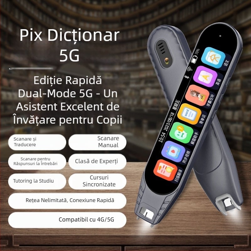Pix cititor 5G all-in-one, dicționar de învățare, traducere în engleză, scanare offline, pix de scanare pentru copii
