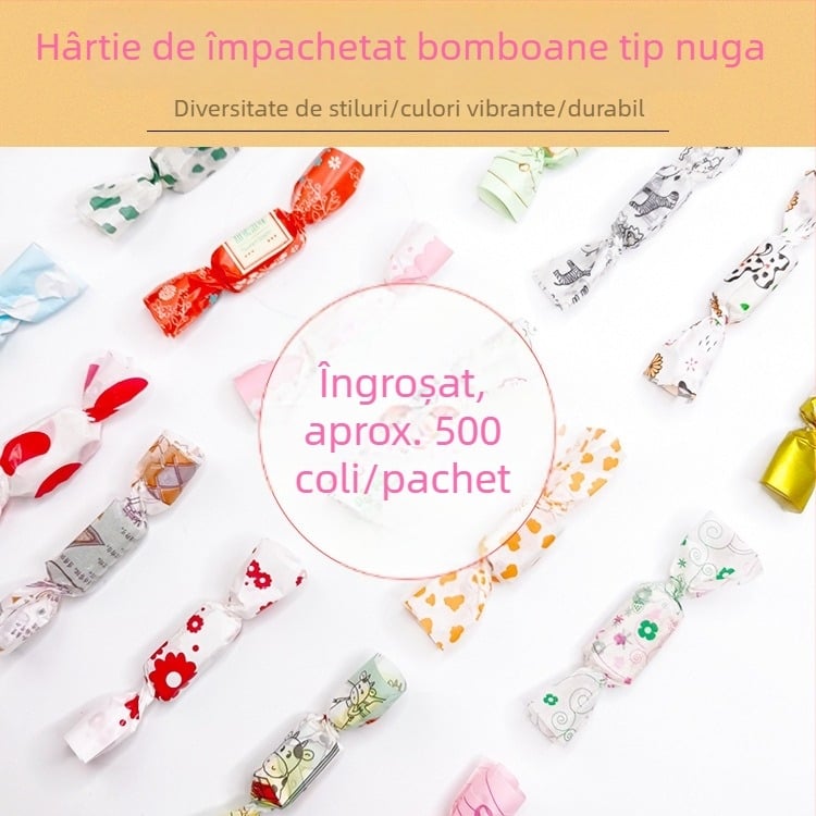 Hartie de înfășurat pentru nugát și bomboane, groasă, imprimare flexografică, 500 buc