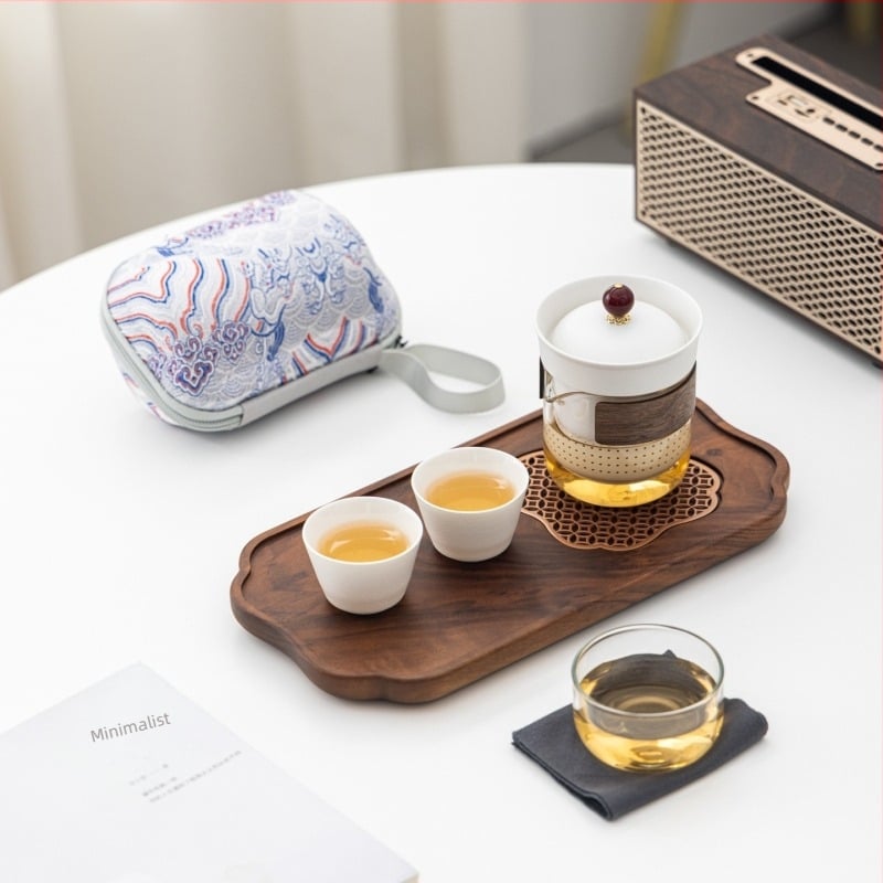 Set portabil de ceai ceramic pentru ceremonii chinezești, pentru călătorii și activități în aer liber