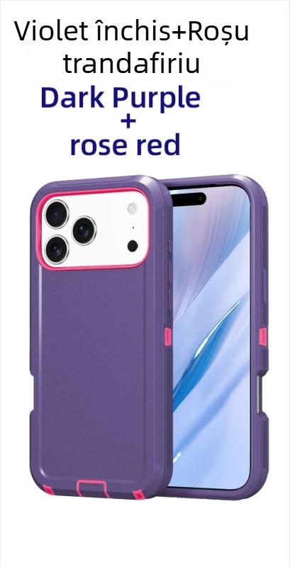 Husă pentru iPhone 17 Pro Max, dublu strat PC+TPU, culoare solidă, protecție anti-cădere