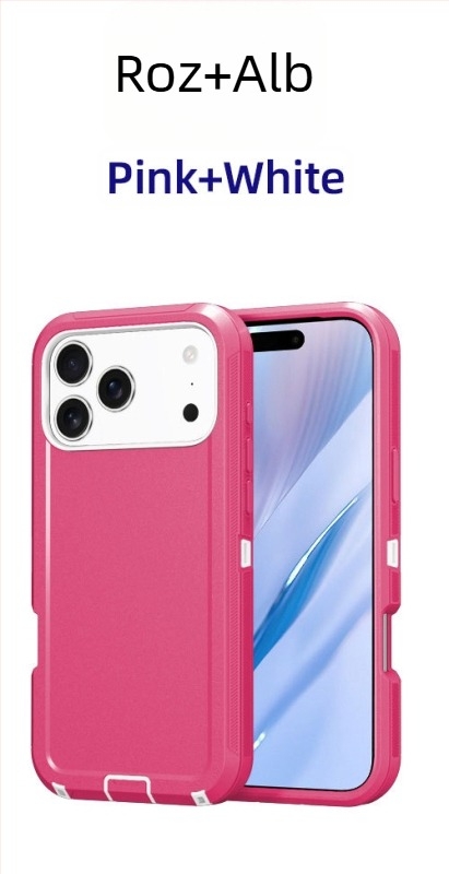 Husă pentru iPhone 17 Pro Max, dublu strat PC+TPU, culoare solidă, protecție anti-cădere