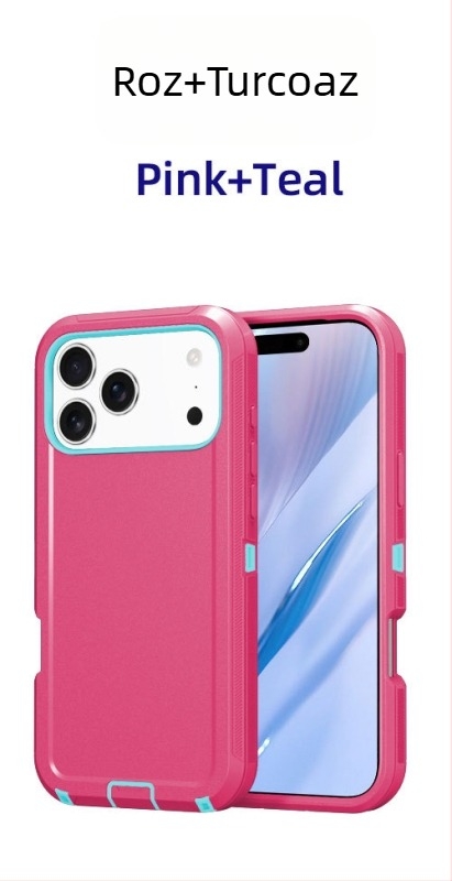 Husă pentru iPhone 17 Pro Max, dublu strat PC+TPU, culoare solidă, protecție anti-cădere