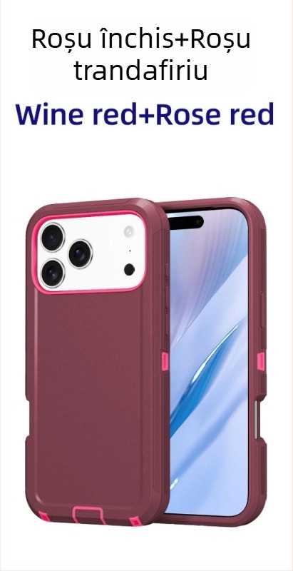 Husă pentru iPhone 17 Pro Max, dublu strat PC+TPU, culoare solidă, protecție anti-cădere