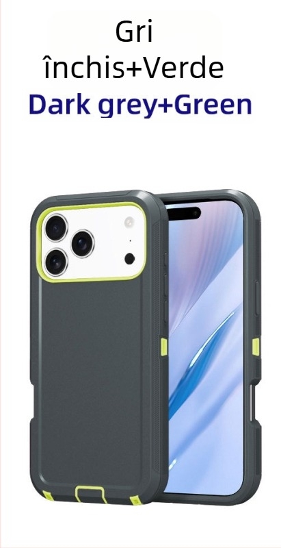 Husă pentru iPhone 17 Pro Max, dublu strat PC+TPU, culoare solidă, protecție anti-cădere