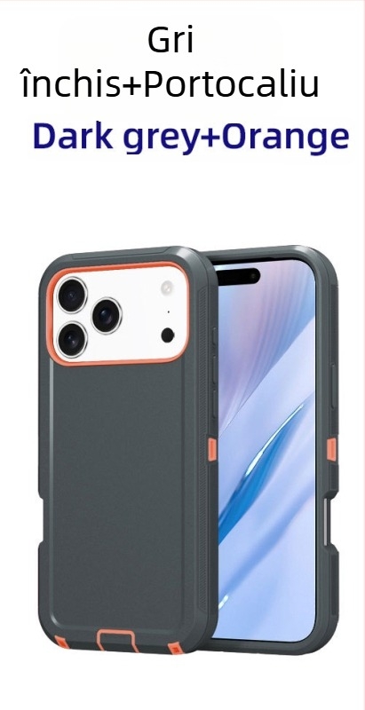 Husă pentru iPhone 17 Pro Max, dublu strat PC+TPU, culoare solidă, protecție anti-cădere