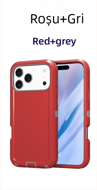 Husă pentru iPhone 17 Pro Max, dublu strat PC+TPU, culoare solidă, protecție anti-cădere