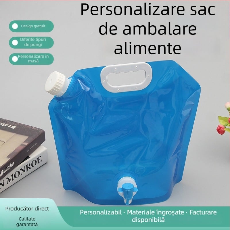 Sac de apă pentru camping cu duză de băut moale, recipient alimentar, portabil și pliabil, mare capacitate, personalizare