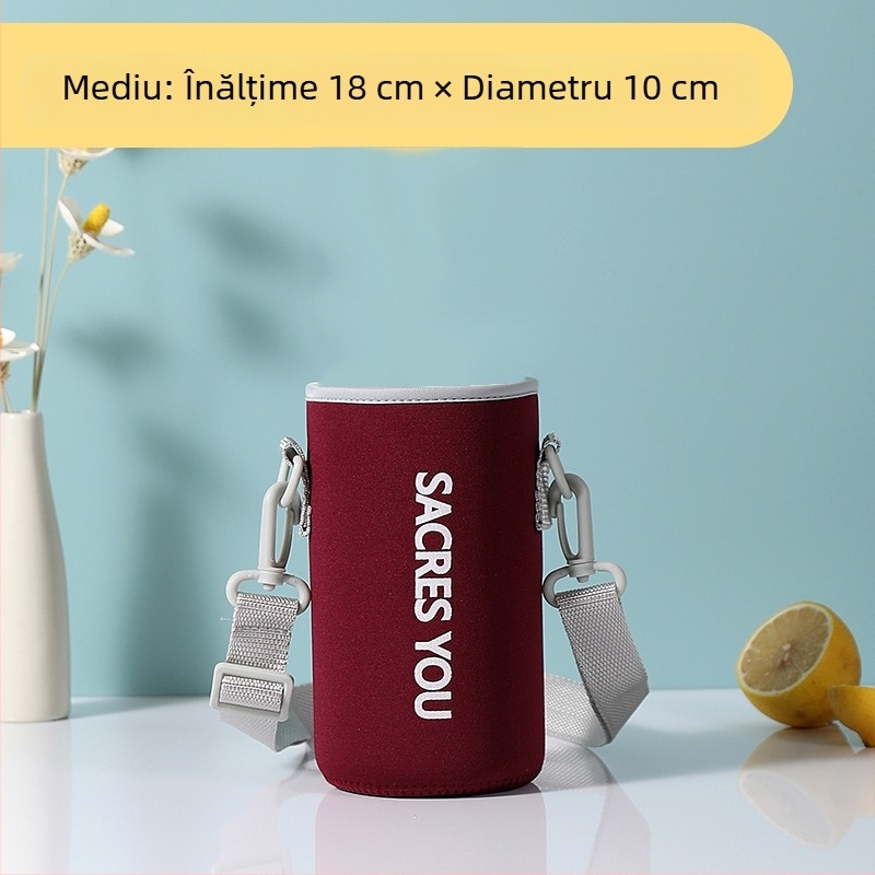 Husă izolantă universală pentru sticlă de apă mare, cu curea crossbody