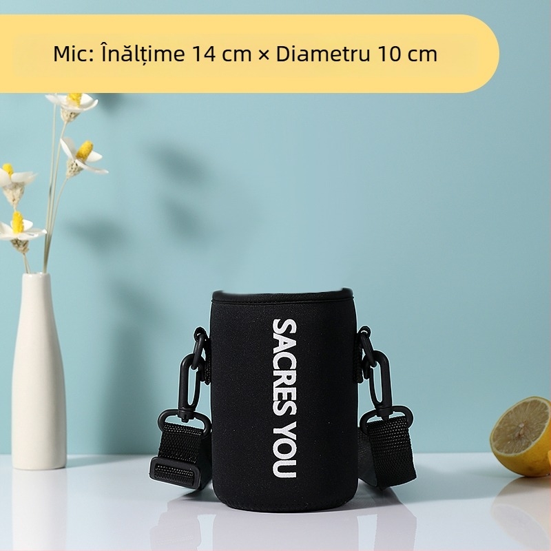 Husă izolantă universală pentru sticlă de apă mare, cu curea crossbody