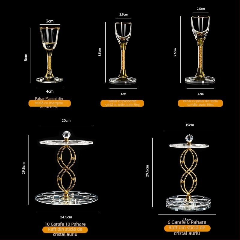 Cupe de băut în stil chinezesc pentru uz casnic, din sticlă cristal, pahare mici de vin elegante cu dozator, set de pahare și suport pentru pahare