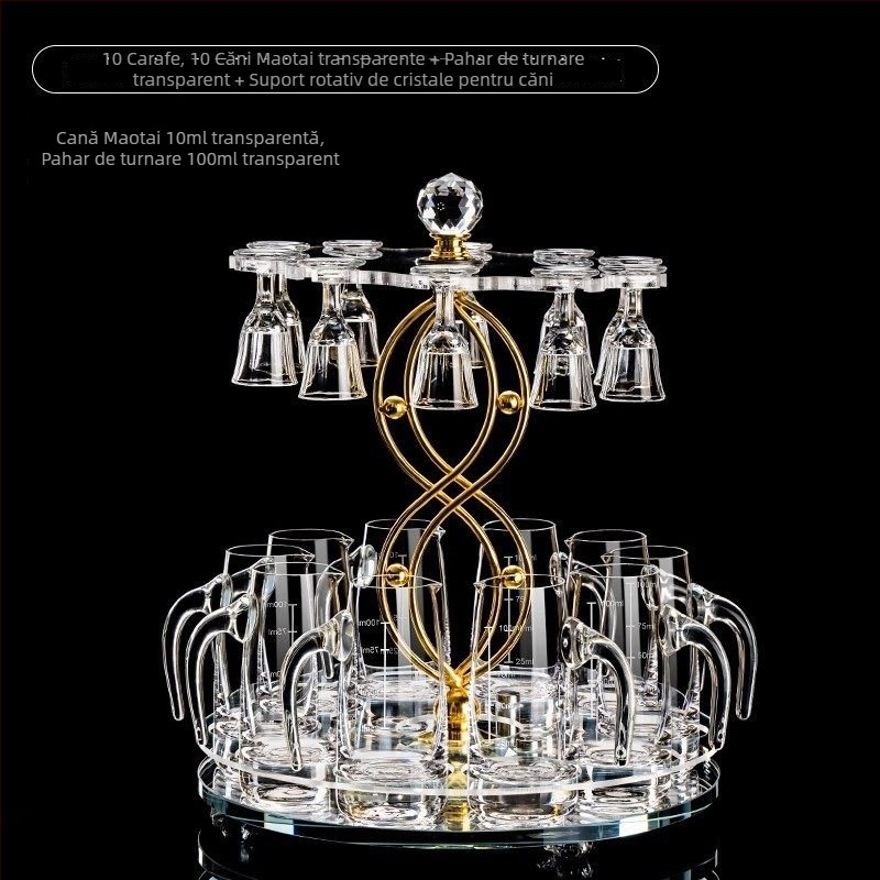 Cupe de băut în stil chinezesc pentru uz casnic, din sticlă cristal, pahare mici de vin elegante cu dozator, set de pahare și suport pentru pahare
