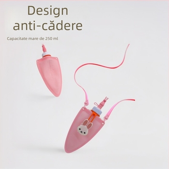 Sticlă de apă din silicon pliabilă, 250 ml, pentru copii și elevi, anti-cadere și etanșă, design desen animat