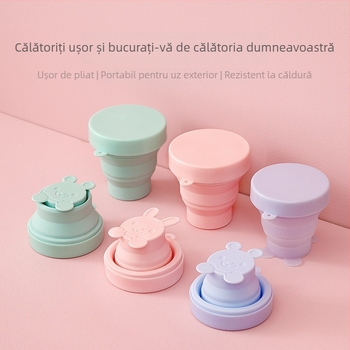 Pahar de apă pliabil din silicon, în stil japonez, cu design telescopic, compact și portabil pentru drumeții în aer liber — pentru băut și clătire