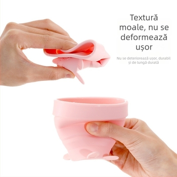 Pahar de apă pliabil din silicon, în stil japonez, cu design telescopic, compact și portabil pentru drumeții în aer liber — pentru băut și clătire