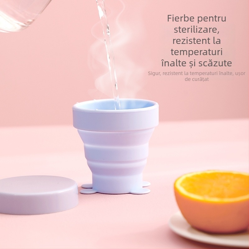 Pahar de apă pliabil din silicon, în stil japonez, cu design telescopic, compact și portabil pentru drumeții în aer liber — pentru băut și clătire
