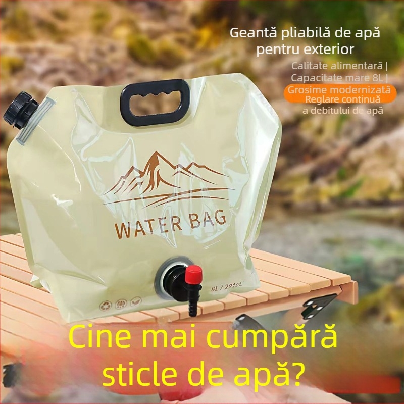 Sac de apă pliabil pentru exterior – rezervor portabil pentru apă pentru drumeții, camping și alpinism, cu capacitate mare