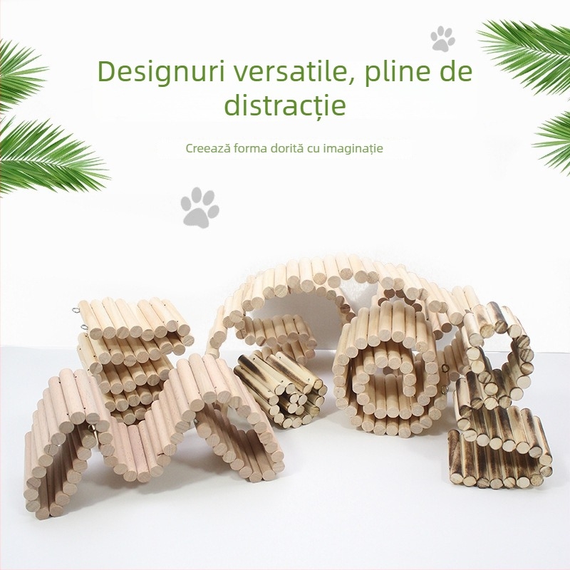 Set de accesorii pentru hamster: platformă cu două etaje, rampă de cățărare și separatoare de gard