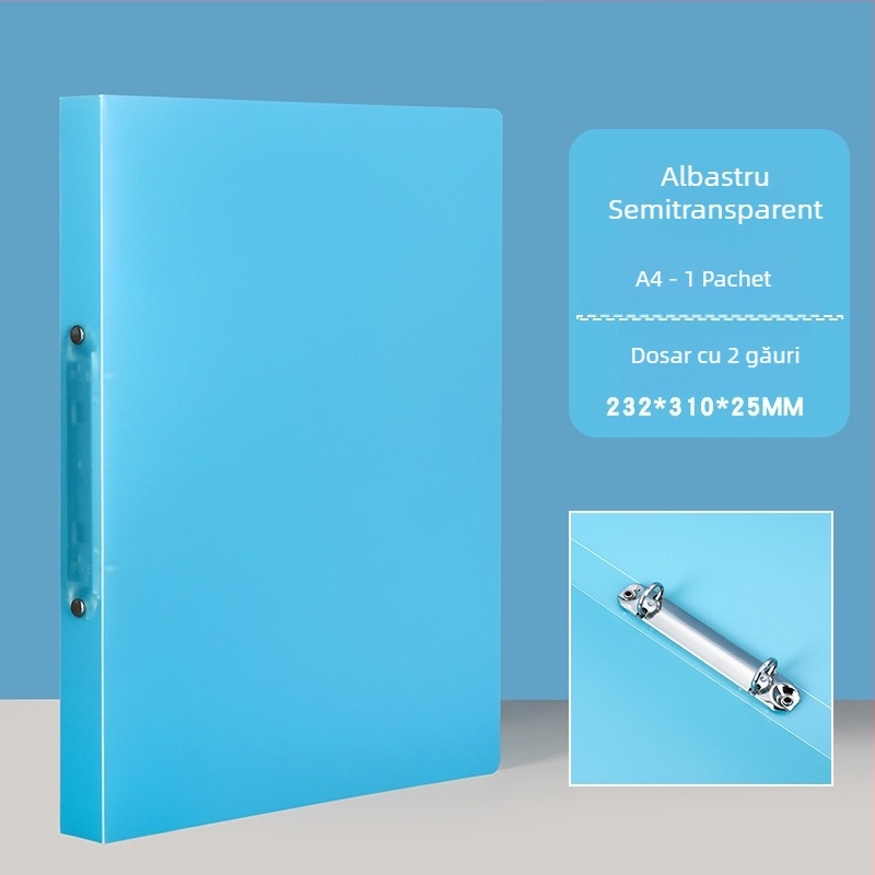 Dosar A4 perforat, transparent, culoare candy, cu găuri O de 2/3/4, PP impermeabil