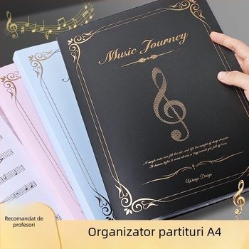 Plic pentru partituri de pian, format A4, cu inserții transparente extensibile, caiet de partituri pentru elevi
