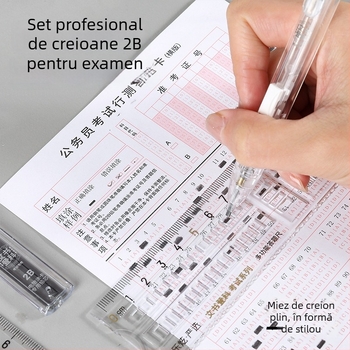 15 piese set de papetărie pentru examene pentru elevi: compas, riglă și set pătrat, pix gel, marker pentru fișe de răspuns