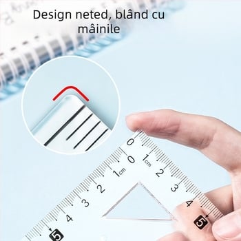 Set de 4 rigle și compas pentru elevi, include rigla de 15 cm, riglă triunghiulară și raportor