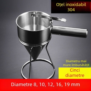 Pâlnie din oțel inoxidabil pentru aluat Takoyaki, diametru mare, dispenser manual pentru aluat, instrument pentru coacere