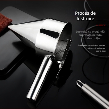 Pâlnie din oțel inoxidabil pentru aluat Takoyaki, diametru mare, dispenser manual pentru aluat, instrument pentru coacere