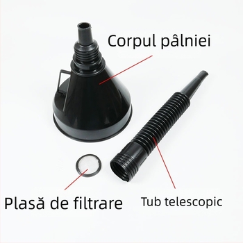 Pâlnie mare de alimentare cu filtru, pentru autoturisme și motociclete, din plastic