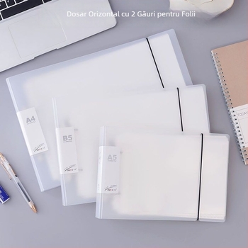 Dossier transparent orizontal A5, dosar A4 și dosar B5 orizontal cu 2 găuri pentru documente și fișe de examen