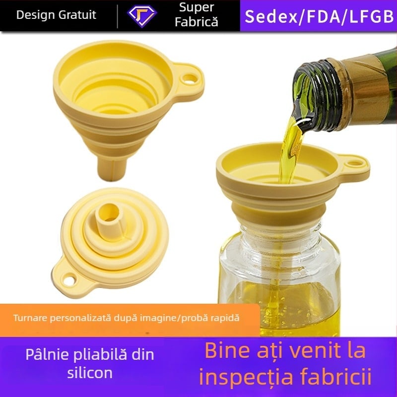Pâlnie din silicon alimentar, pliabilă, portabilă pentru bucătărie, cu gură retractabilă
