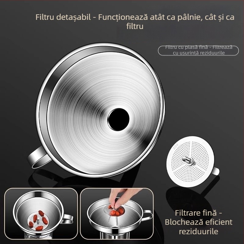 Pâlnie din oțel inoxidabil 304 pentru bucătărie, turnarea și filtrarea uleiului, pâlnie pentru lichide, utilizare casnică cu diametre mari și mici, pâlnie pentru vin