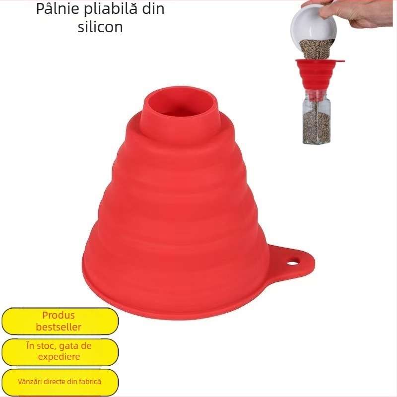 Funnel din silicon alimentar, pliabil, mare, portabil pentru bucătărie, extensibil, rezistent la temperaturi înalte