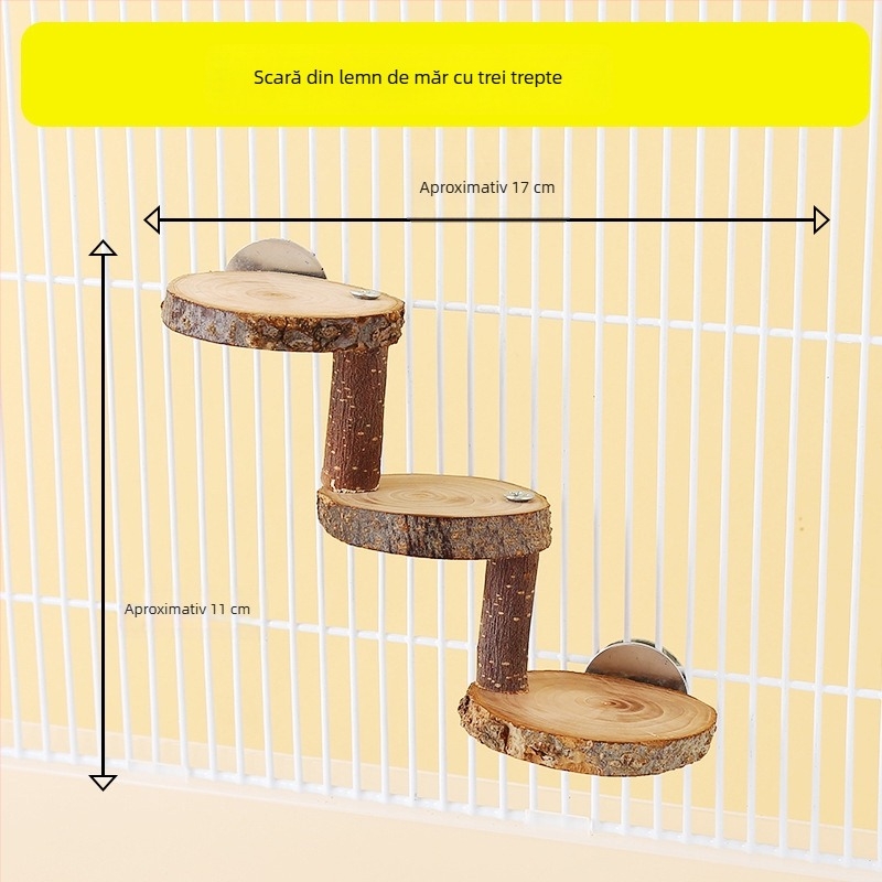 Accesorii pentru hamster: tunel din lemn de măr, cuib de ascunzătoare, leagăn, hamac, scară și gard pentru decorarea habitatului