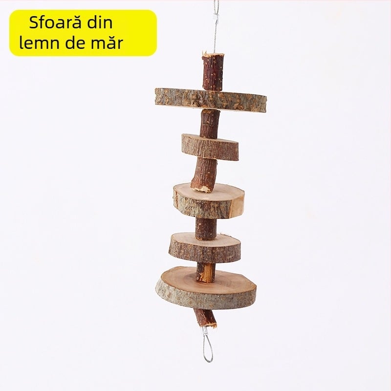 Accesorii pentru hamster: tunel din lemn de măr, cuib de ascunzătoare, leagăn, hamac, scară și gard pentru decorarea habitatului