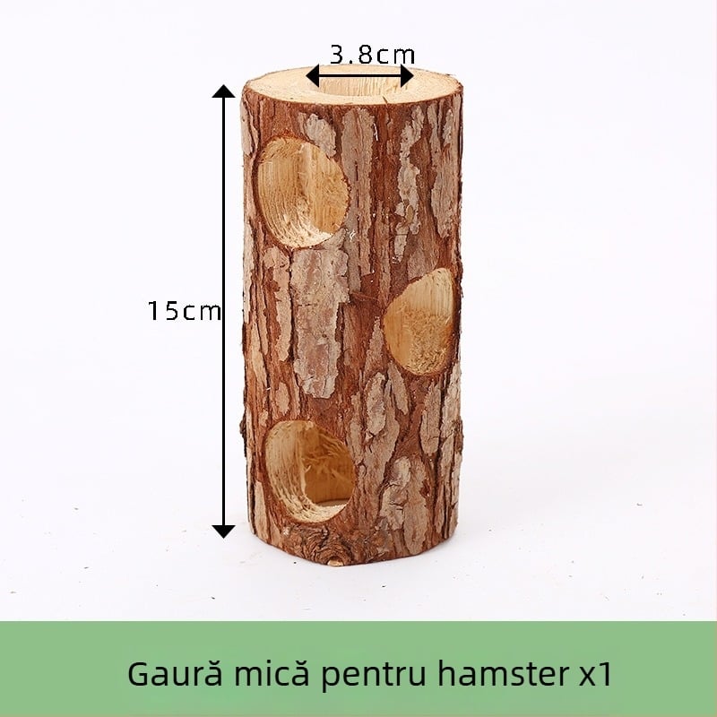 Accesorii pentru hamster: tunel din lemn de măr, cuib de ascunzătoare, leagăn, hamac, scară și gard pentru decorarea habitatului