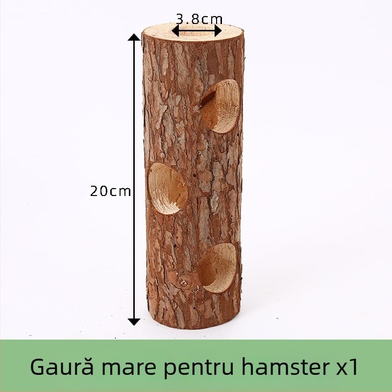 Accesorii pentru hamster: tunel din lemn de măr, cuib de ascunzătoare, leagăn, hamac, scară și gard pentru decorarea habitatului
